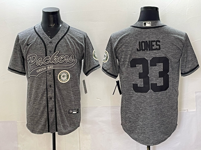 Men Green Bay Packers #33 Jones grey Nike NFL 2025 jersey 01